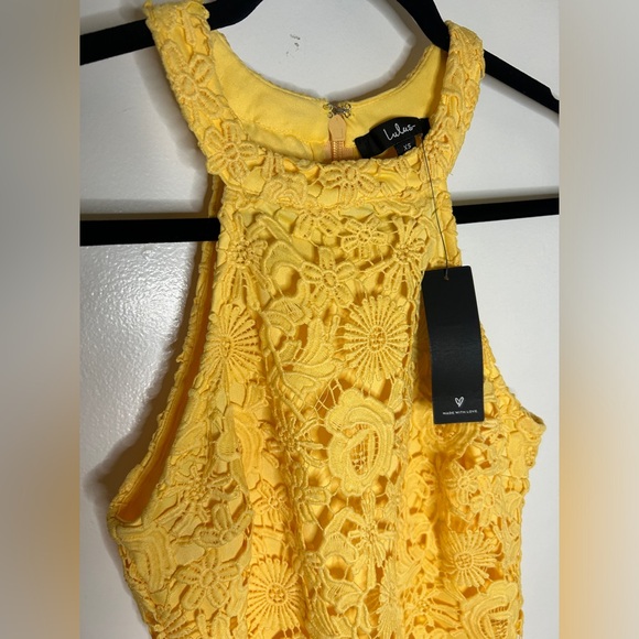 Lulus Love Poem Yellow Lace Mini Dress Size XS NWT - Picture 4 of 14